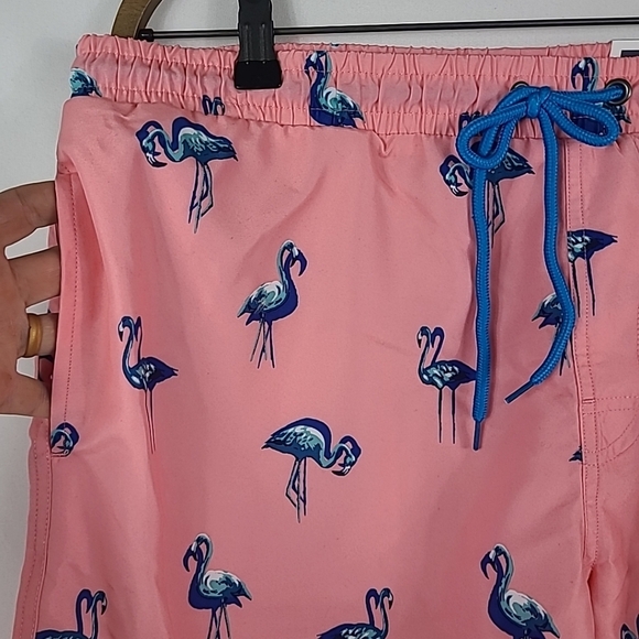 NWT $45 Club Room Quick Dry Swim Trunks w/ Pockets Pink Blue Flamingo Size S - Picture 2 of 7